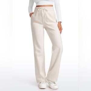 CRZ Yoga Cotton Fleece Lined  Straight Leg Sweatpants White Apricot Large NWT